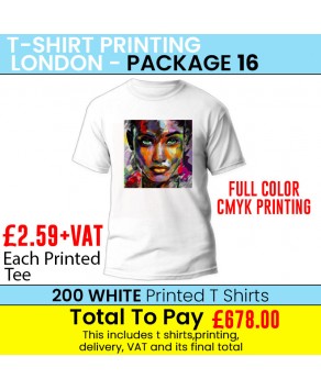 200 WHITE T Shirt Printing with Full colour digital print
